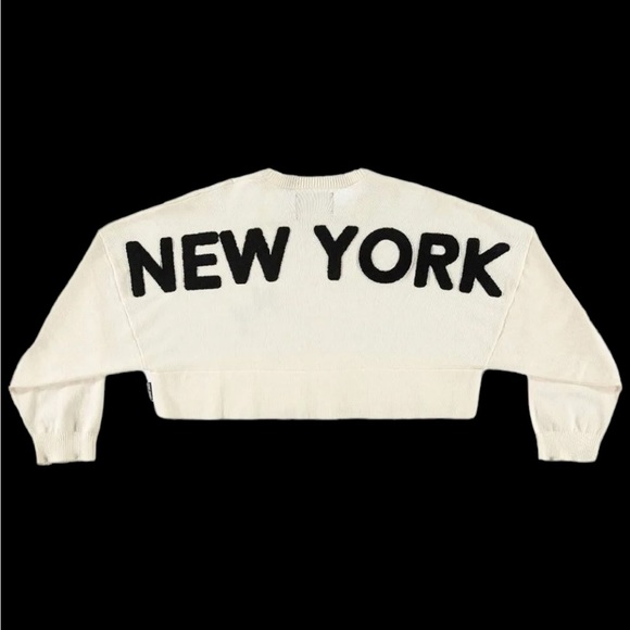 NWT SPIRIT JERSEY Cropped Sweater Boxy New York City Chenille Unisex So Good NEW - Picture 3 of 8